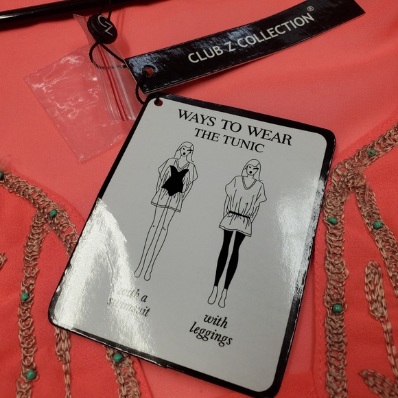 Club Z Collection Salmon/pink see-through blouse. - Picture 3 of 5